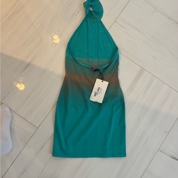 turquoise gauge mini dress never worn - Picture 3 of 4